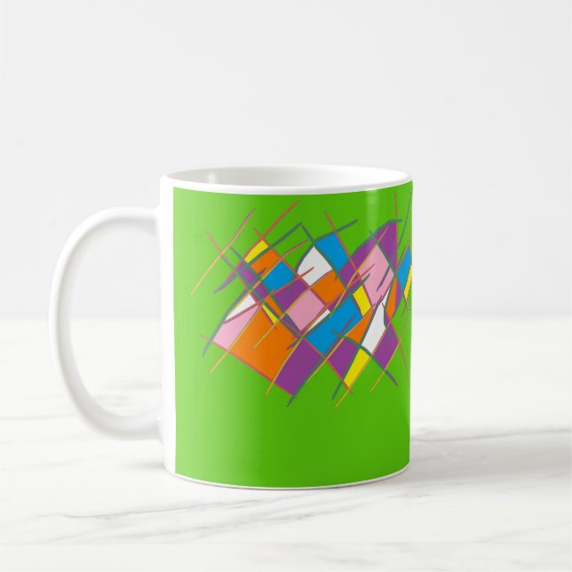 Bright green splash multi colours design coffee mug (Left)