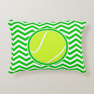 Bright Green Tennis Chevron Pattern Accent Pillow