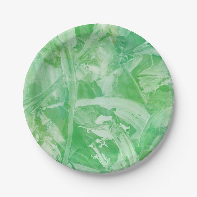 Bright Green Textured  Paper Plate (Front)