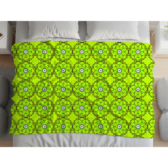 Bright green towel with intricate circular pattern fleece blanket (Creator Uploaded)