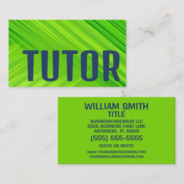 Bright Green Tutor Business Card (Front/Back)