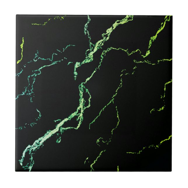 Bright Green Vein Marble Look Ceramic Tile (Front)