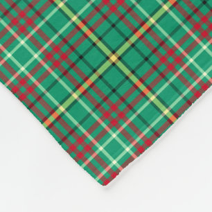 Bright Green Vintage Christmas Plaid Pattern Fleece Blanket
