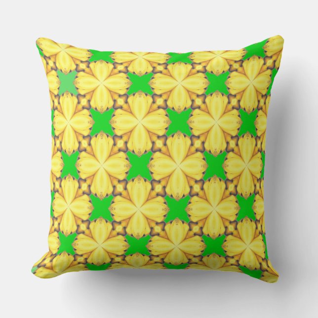 Bright Green with Banana Yellow Leaflets  Cushion (Front)