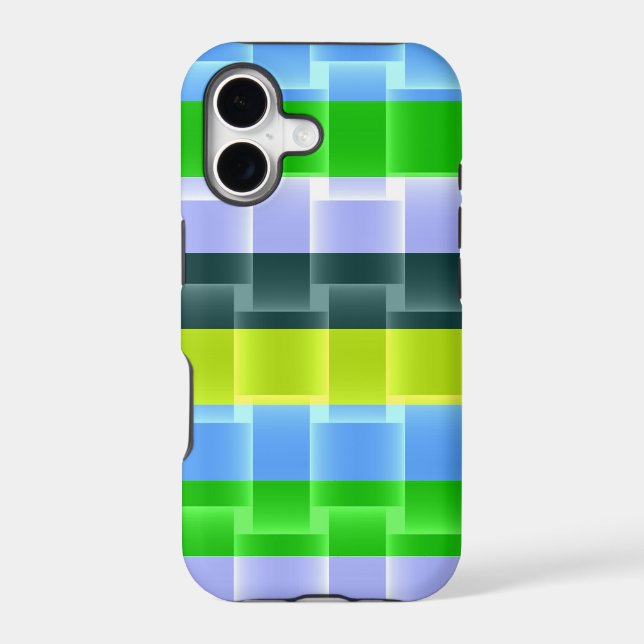 Bright Green Yellow Grey Aqua Stripes Pattern (Back)