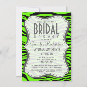 Bright Green Zebra Animal Print Invitation