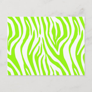 Bright Green Zebra Animal Print Pattern Postcard