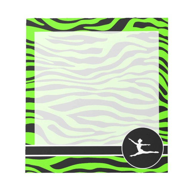 Bright Green Zebra Stripes; Ballet Notepad (Front)