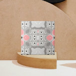 Bright Grey And Pink Intricate Elegant Ornate  Tile<br><div class="desc">Beautiful decorative tile design featuring pink,  white and black ornaments on a bright grey background.</div>