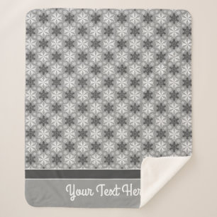 Bright Grey Black Winter White Snowflake Pattern Sherpa Blanket