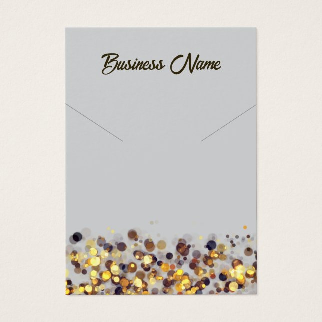 Bright grey golden QR code necklace display card (Front)
