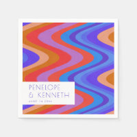 Bright Groovy Retro Blue Purple Wedding Custom