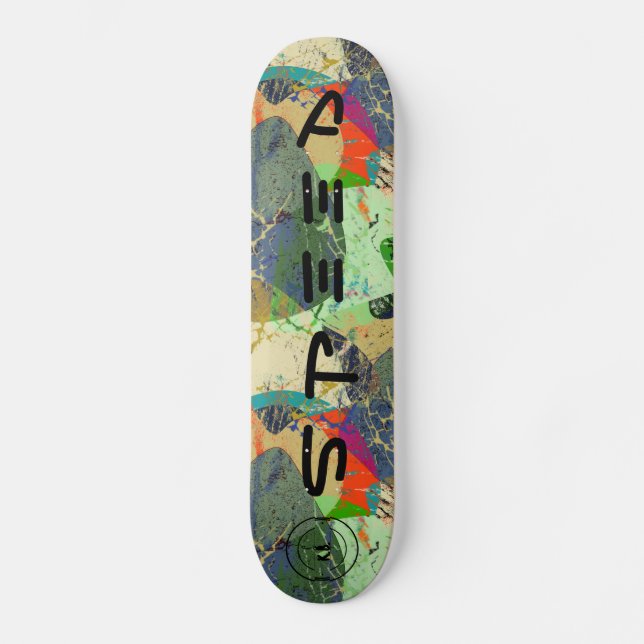 Bright grunge abstract stylish personalised skateboard (Front)