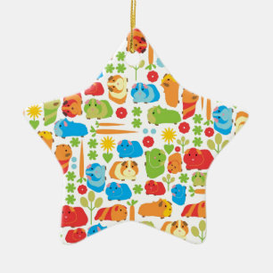 Bright Guinea Pig Patch Ceramic Tree Decoration