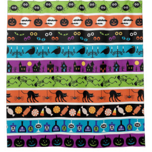 Bright Halloween Border Patterns Shower Curtain