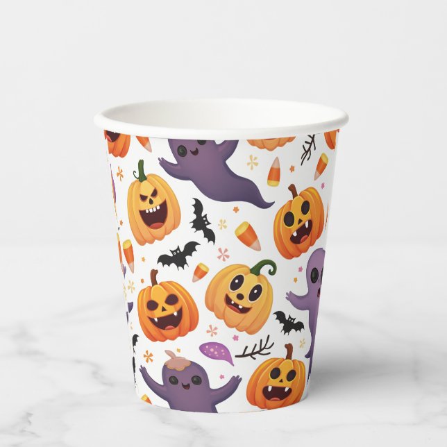 Bright Halloween Paper Cups – Festive Party Cups! (Front)