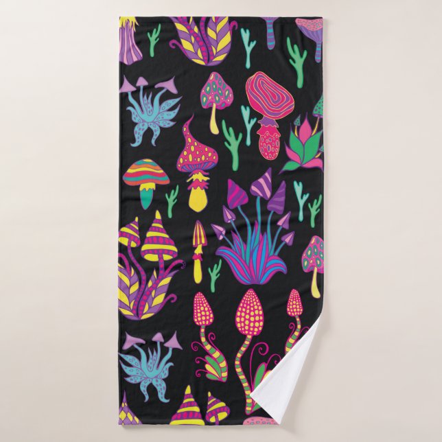 Bright,hallucinogenic,decorative,fantastic mushroo bath towel (Bath Towel)