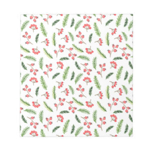 Bright Hand Drawn Christmas Mistletoe Pattern Notepad