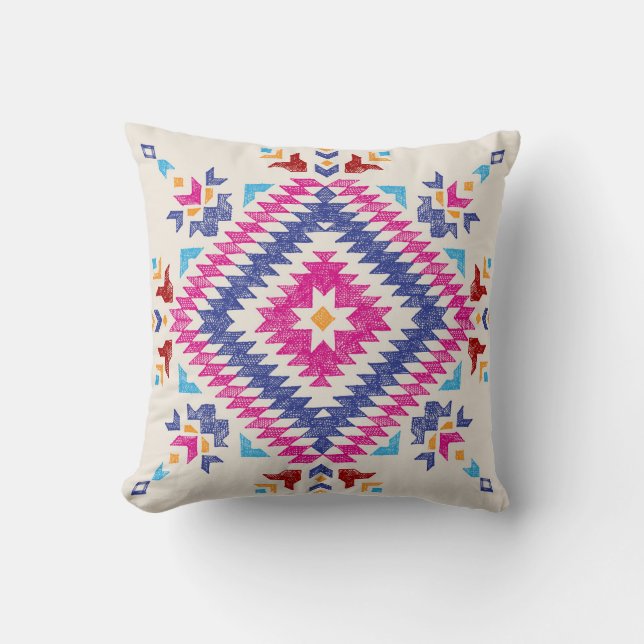 Bright Hand-Drawn Tribal Design Element. Cushion (Front)