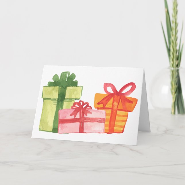 Bright Hand Drawn Watercolor Gift Package Pattern Card (Front)