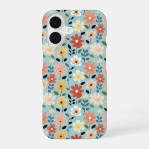 Bright Hand Drawn Wildflower Meadow iPhone 16 Case
