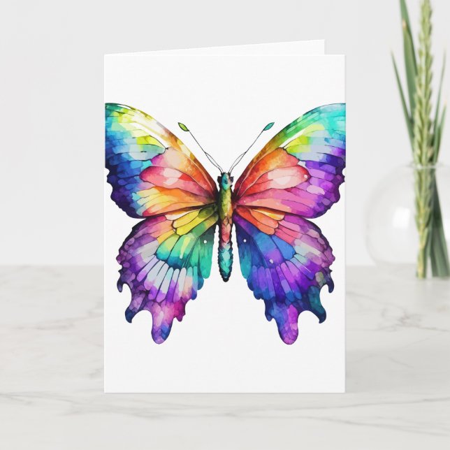 Bright Hand Painted Butterfly (Blank) Card (Front)