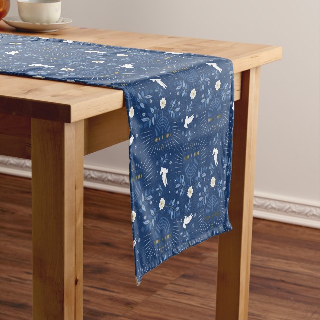 BRIGHT HANUKKAH LIGHT SHORT TABLE RUNNER (In Situ)