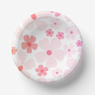 Bright Happy Birthday Pink Peach Flower Power Pape Paper Plate