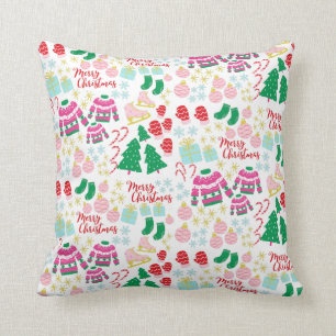 Bright Happy Christmas Pattern Cushion