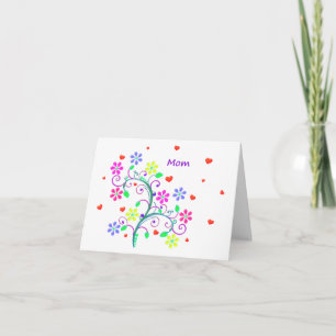 Bright Happy Easter Mum - Floral, Swirls, Hearts Holiday Card
