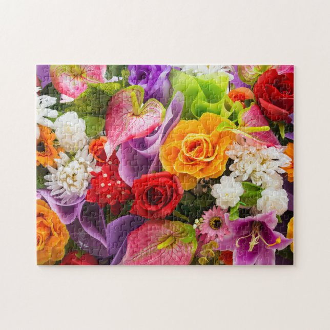 Bright Happy Flowers Challenging Colourful Gift Jigsaw Puzzle (Horizontal)