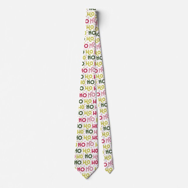 Bright Happy Ho Ho Ho Typography Pattern  Tie (Front)
