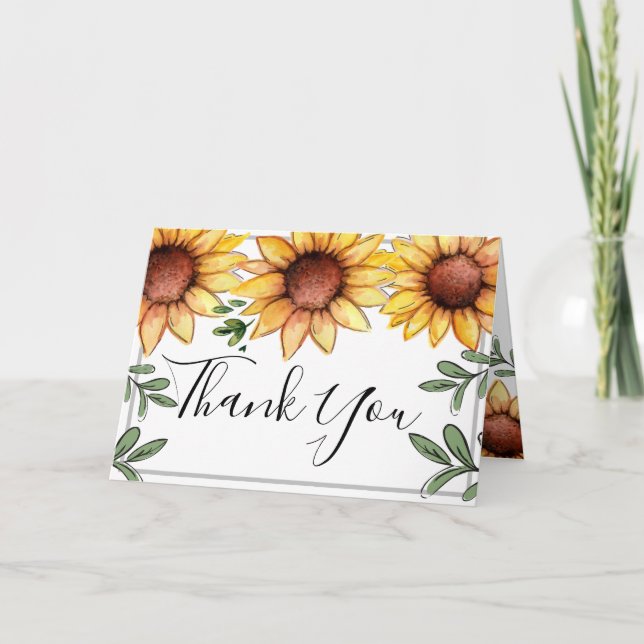 Bright Happy Sunflowers Thank You Card (Front)