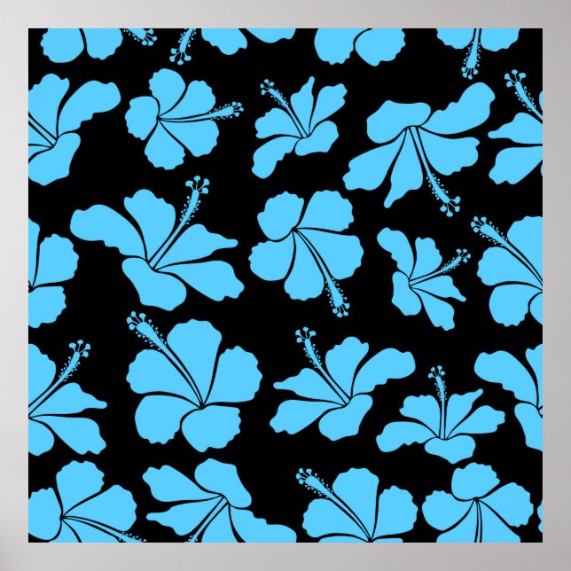 Bright hawaiian seamless pattern with tropical hib poster (Front)