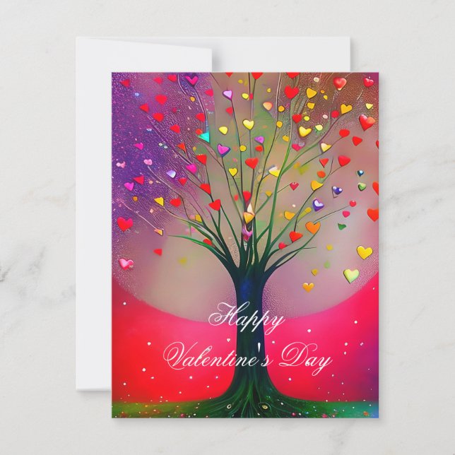 Bright heart tree valentine  holiday card (Front)