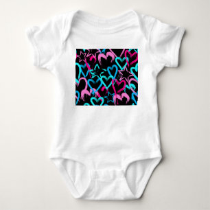 Bright hearts and stars, seamless pattern. baby bodysuit