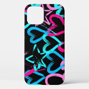 Bright hearts and stars, seamless pattern. iPhone 12 case