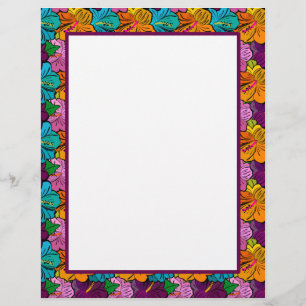 Bright Hibiscus Border Stationery