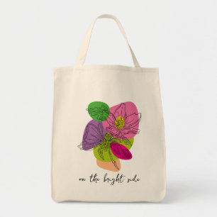 Bright Hibiscus Flower Line Art Tote Bag