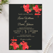 Bright Hibiscus Flower Wedding Invitation