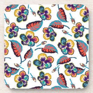 Bright Hibiscus Pattern Coaster