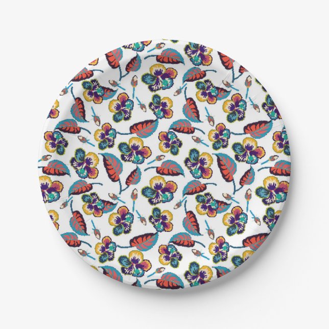 Bright Hibiscus Pattern Paper Plate (Front)