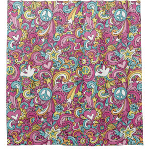 Bright Hippie Pattern Shower Curtain