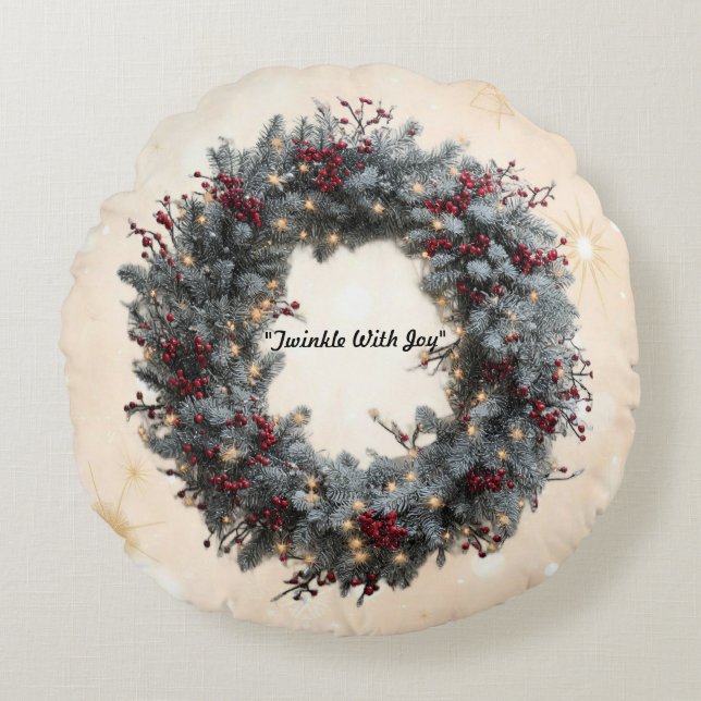 "Bright Holiday Glow" Round Cushion (Front)