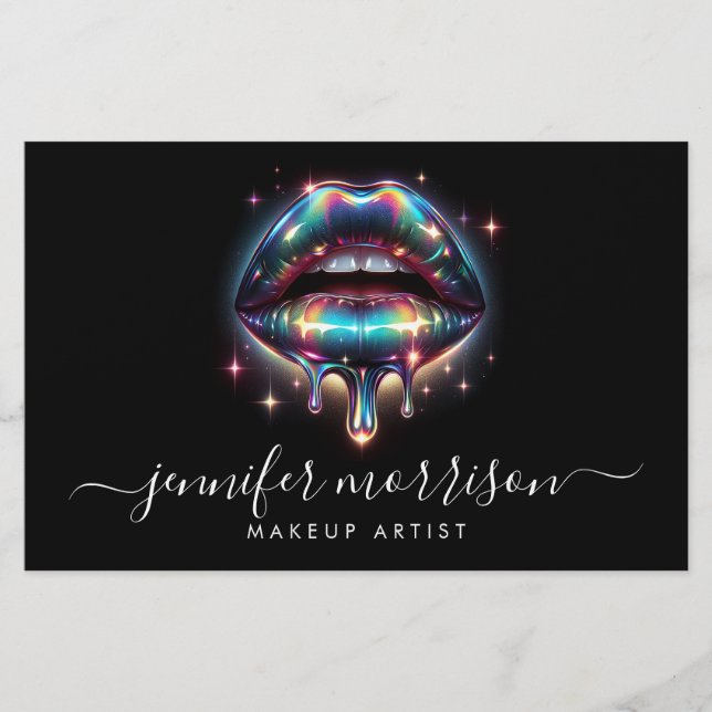 Bright Holographic Lips Makeup Artist, Beauty Flyer (Front)