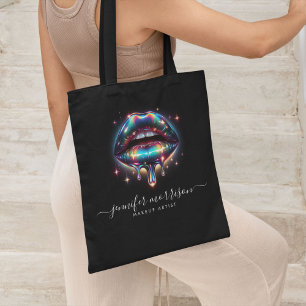 Bright Holographic Lips Makeup Artist, Beauty Tote Bag