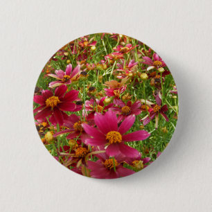 Bright Hot Pink and Yellow Daisy flowers 6 Cm Round Badge