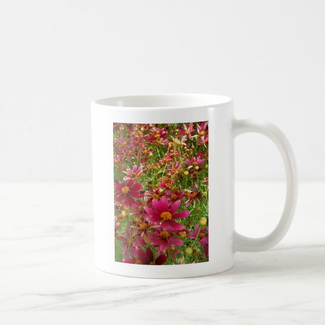 Bright Hot Pink and Yellow Daisy flowers Coffee Mug (Right)