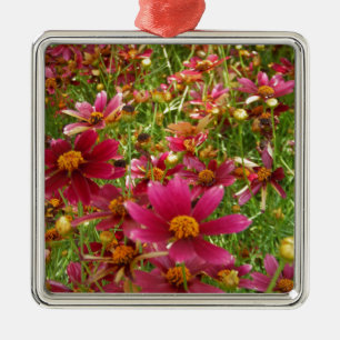 Bright Hot Pink and Yellow Daisy flowers Metal Tree Decoration