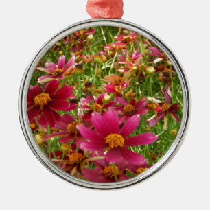 Bright Hot Pink and Yellow Daisy flowers Metal Tree Decoration